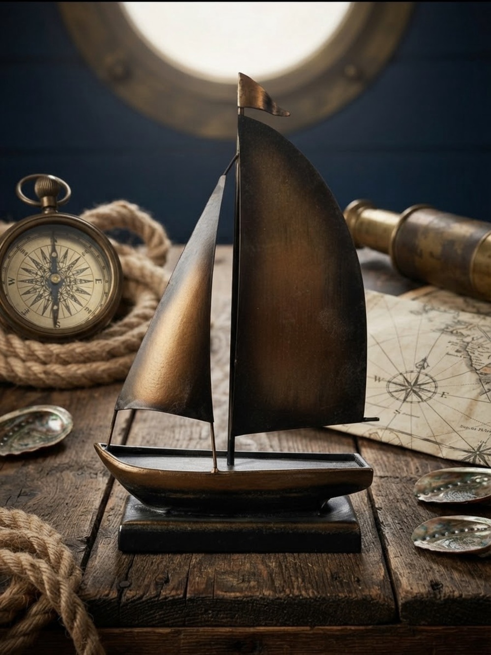 Bronze Nautical Sailboat Table Accent - Decorative Home Accent
